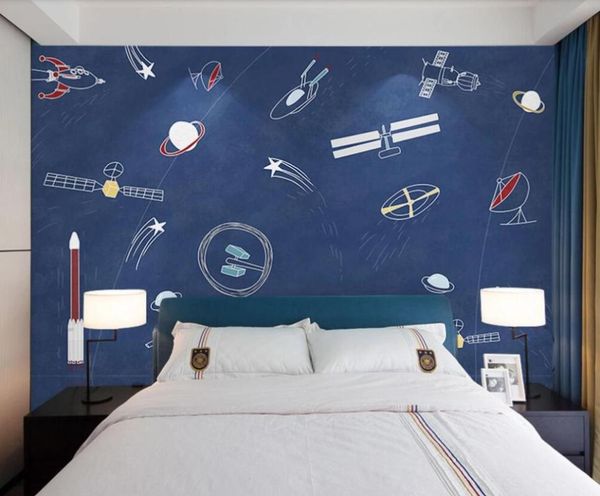 

bacal custom 3d wallpaper mural modern minimalist hand drawn cartoon spaceship background wall decoration painting wallpapers