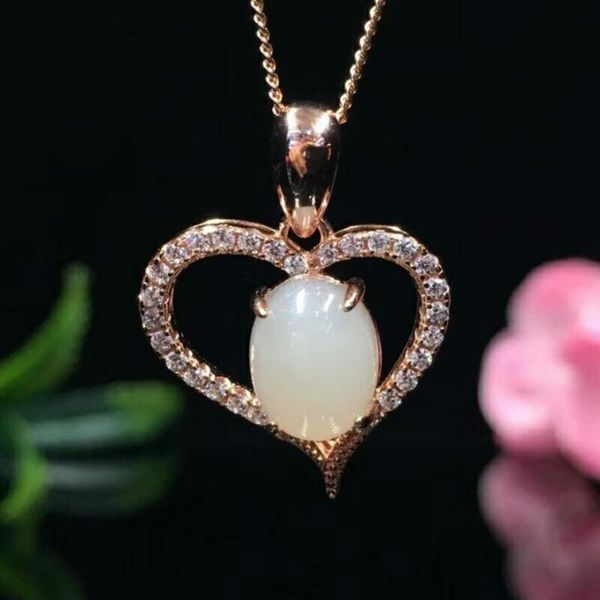 

lockets 3d gold inlaid exquisite hetian jade pendant h25#, Silver