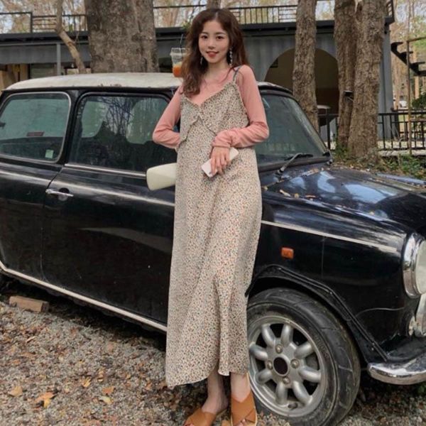 

maternity dresses 2021 brand spring dress woman cute floral print large size vest pregnant clothing md-02701, White