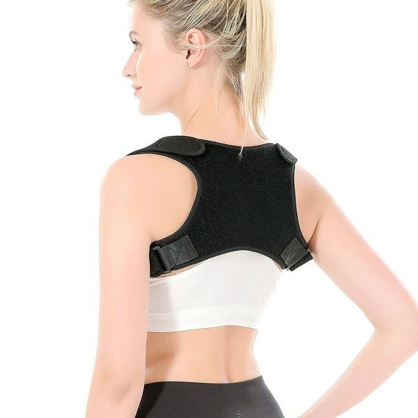 

posture corrector for men and women upper back brace clavicle support adjustable straightener, Black;blue