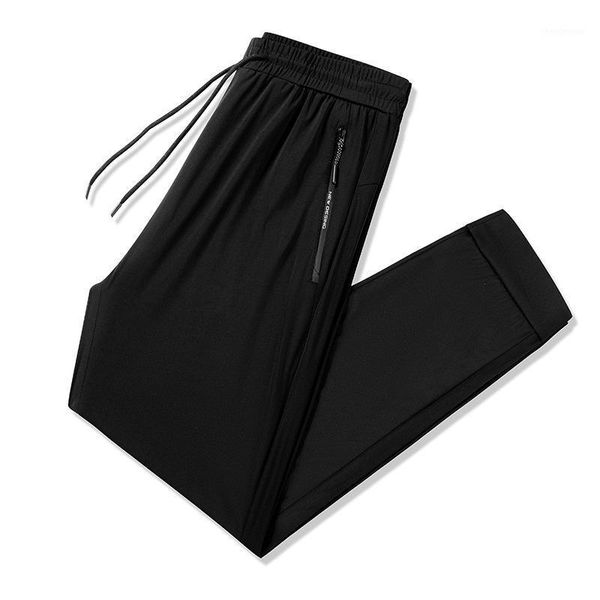 

men's pants korean fashion casual summer thin ice silk sports large, Black