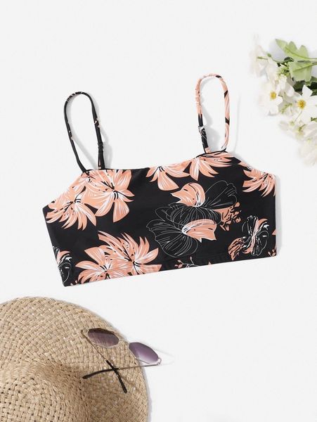 

plus floral print bikini r2uy#, Black