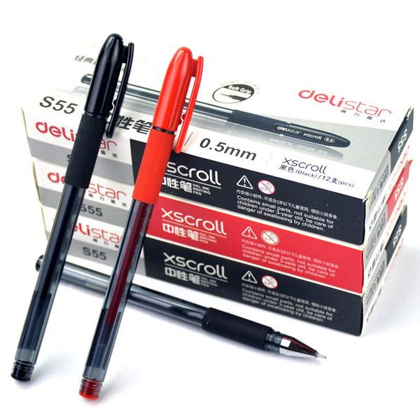 

refills 1pcs deli s55 gel pen 0.5mm 12/box office stationery student 6901 refill, Black;red