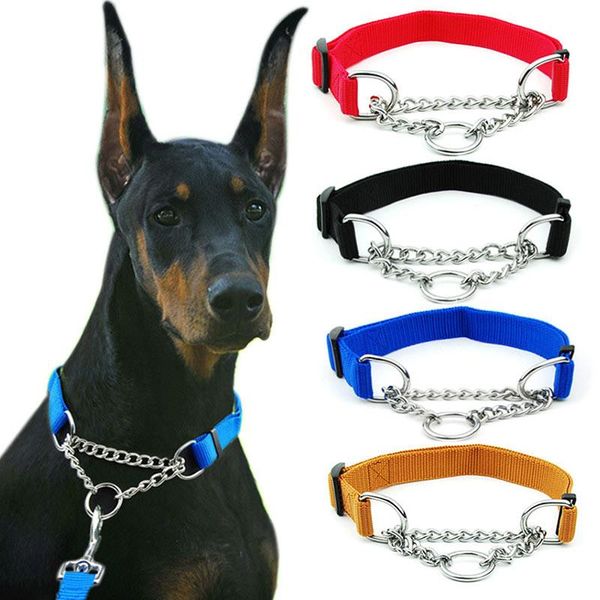 

dog collars & leashes for large pet collar nylon slip chain training accessories with welded link