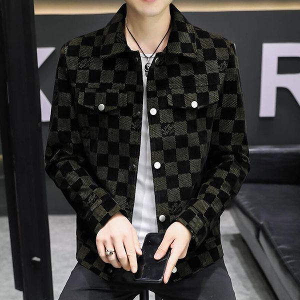 

european goods autumn new men's classic lattice jackets, fashionable outer wear high-end jackets, all-match casual men jackets, spirit, Black;brown