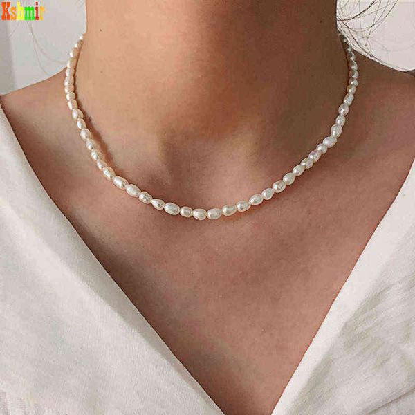 

freshwater pearl necklace temperament necklace kshmir new fashion vintage baroque natural female beads birthday women geometric h1125, Silver