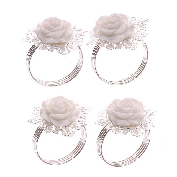 

napkin rings 4pcs rings, buckles, wedding celebrations, birthday parties, roses, diy hand-made decorative crafts silver circle