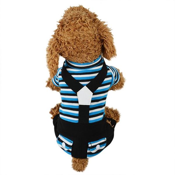 

dog apparel ocardian pet clothes classic stripe pocket four-legged dogs bib pants fashion comfort cat clothing jumpsuit pajamas