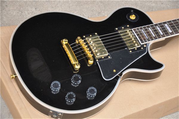 

customized matt black finish electric guitar with ebony fretboard and fret binding