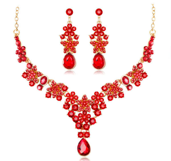 

earrings & necklace exquisite crystal big choker long tassel bridal wedding jewelry set women party birthday gifts, Silver