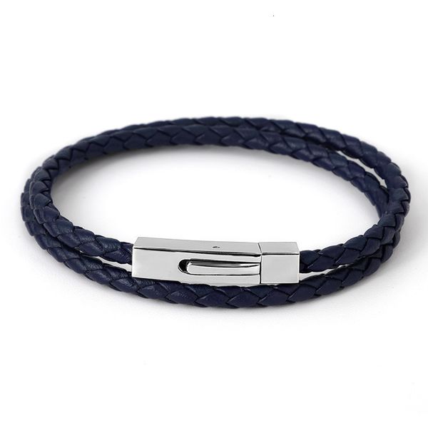 

bangles bracelets titanium steel bracelet stainless multi leather rope chain magnetic buckle braided, Black