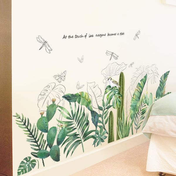 

wall stickers [shijuehezi] plant leaves diy tropical decals for living room teenager bedroom kitchen home decoration