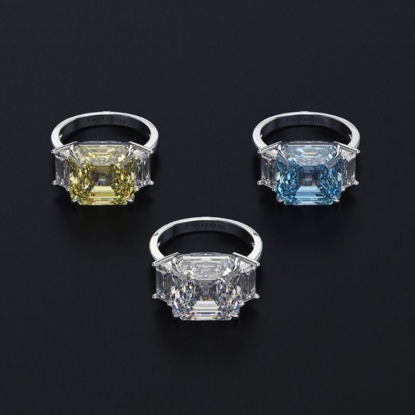

fashion luxury 925 sterling silver created moissanite aquamarine citrine gemstone wedding engagement ring fine jewelry wholesale cluster rin, Golden;silver
