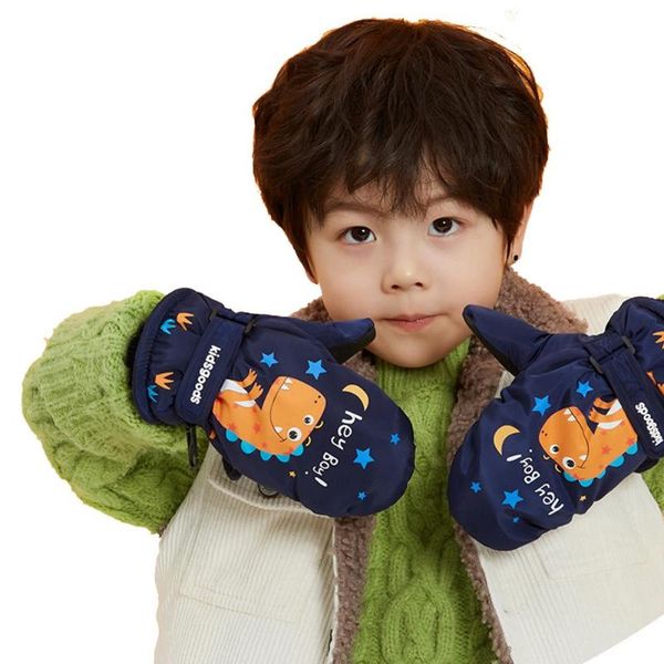

ski gloves children warm water repellent polyester fabric and coral fleece non-slip three layers for autumn winter