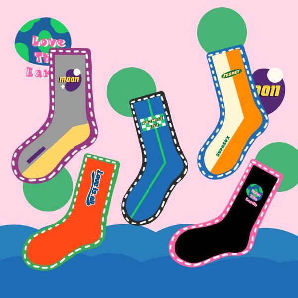 

men's socks 1 pair summer sports letters casual and women's cotton tide brand ladies basketball, Black