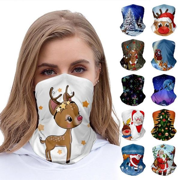

christmas 3d pattern printing multi-functional magic scarf bandana for men and women cycling neck gaiter hiking scarves headband caps & mask, Black