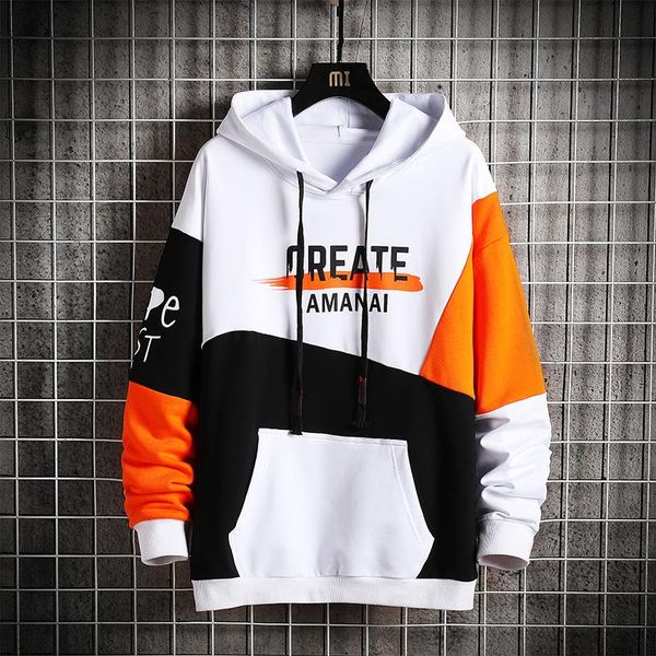

men's hoodies & sweatshirts sweatshirt men printed letter korea style casual hooded spring summer slim fit long sleeve hip hop tracksui, Black
