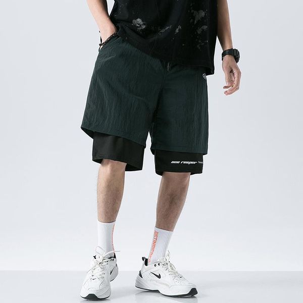 

aprilmomo2021 summer men's linen five-point shorts loose comfortable breathable streetwear running beach, White;black