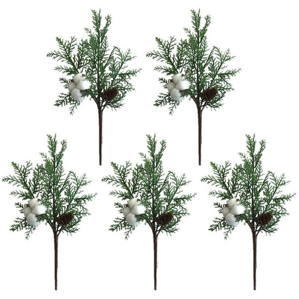 

decorative flowers & wreaths 5pcs simulation plant pinecone cypress pick christmas ornament diy house decor