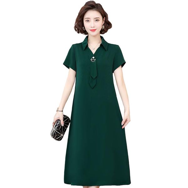 

casual summer shirt dress women 2021 loose short sleeve office lady midi turn-down collar harajuku solid plus size dresses, Black;gray