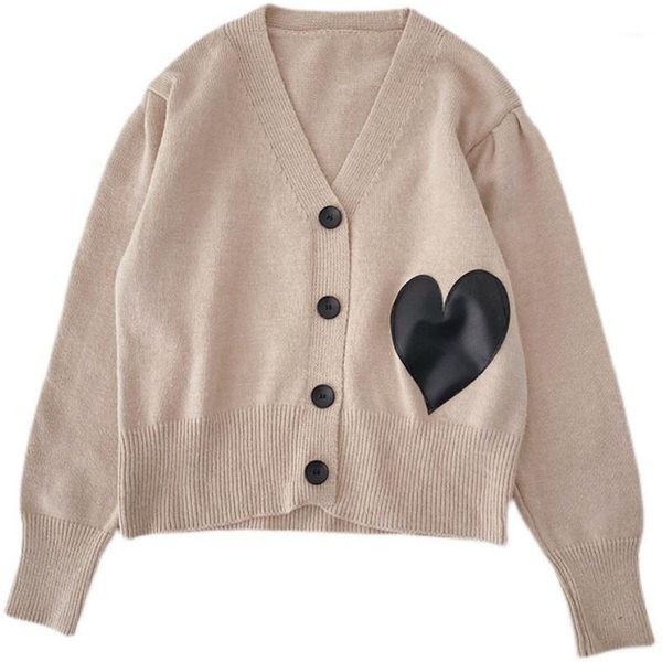 

women's knits & tees autumn style korean fashion printing love heart long-sleeved knitted cardigan sweater women, White