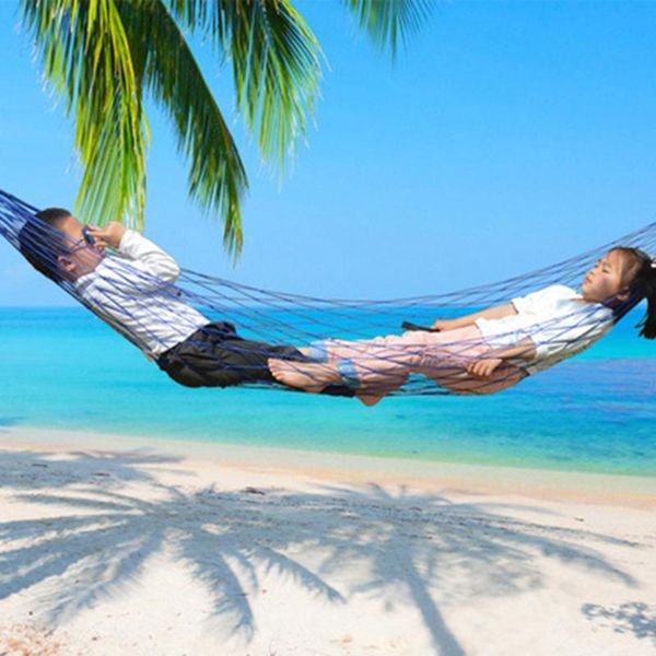 

sleeping bags outdoor sport hammock net mesh bed nylon portable camping with hooks for garden beach yard travel grass green 5 colors