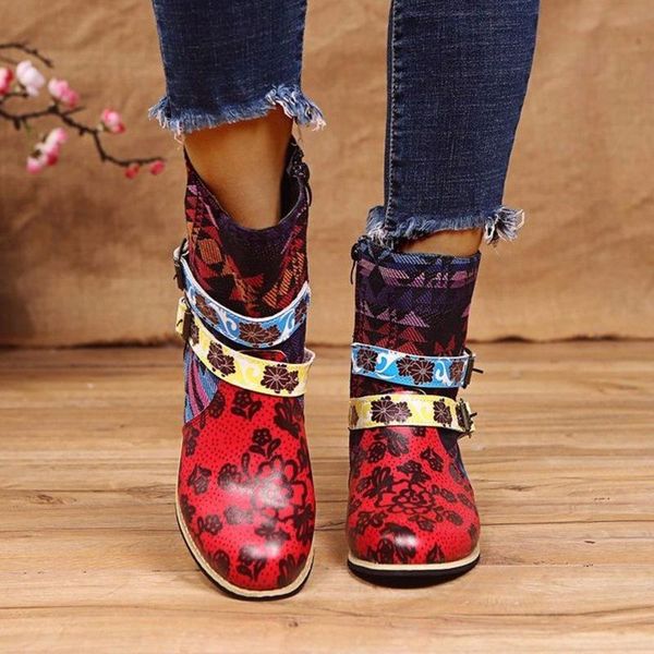 

boots snow waterproof large size women's with belt decoration and color matching pointed autumn winter women boots#g, Black