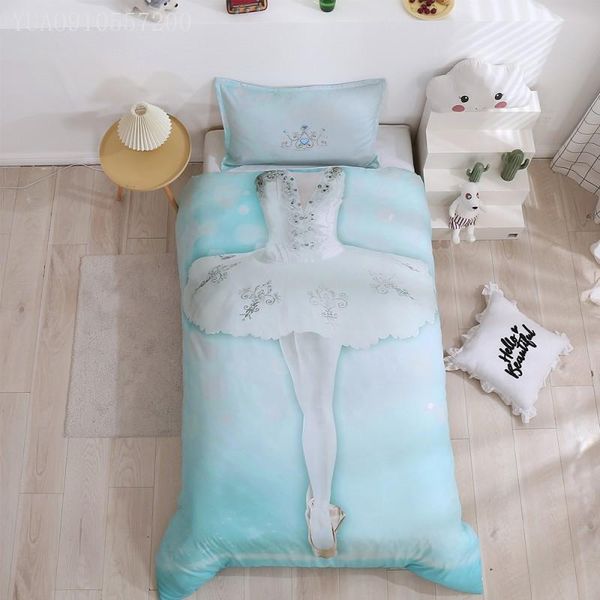 

bedding sets girls printed duvet cover set ballet comforter soft microfiber 2/3 pcs single double  size ship