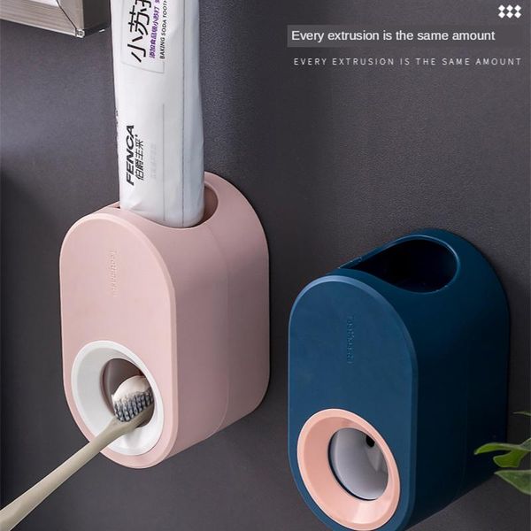 

toothbrush holders fully automatic toothpaste dispenser adhesive set wall-mounted holder rack wall suction squeeze