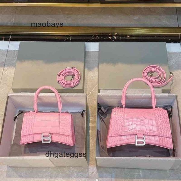 

balencaigas handbag bags designers new fashion b-word crocodile pattern net red hourglass fashion leather women's bag one shoulder mess