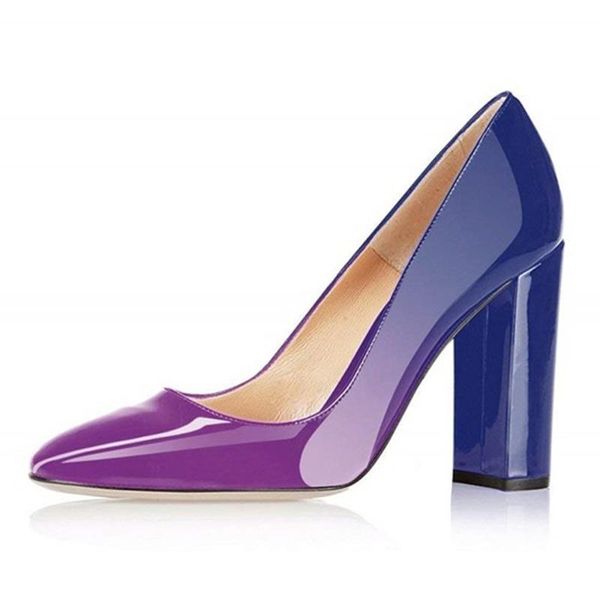 

dress shoes lovirs women's patent leather pointed toe block heels pumps gorgeous evening party stiletto women us 5-15, Black