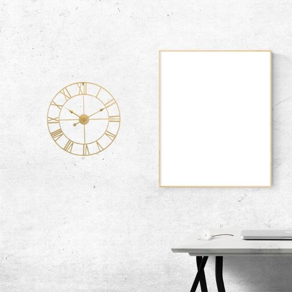 

wall clocks iron silent clock simple decor home decorative living room (golden embryo golden stitches)