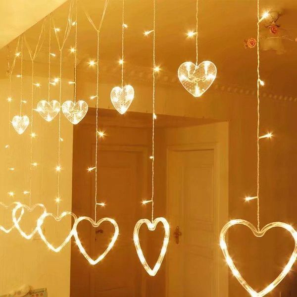 

strings 2.5m led eu/us plug heart shaped curtain string lights xmas fairy light garland home garden flick for wedding party decor