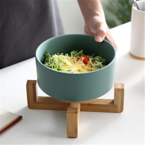

bowls salad bowl decoration fruit noodle rice handicraft creative with wooden stand