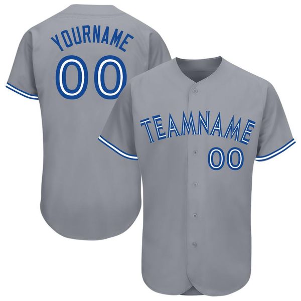 

custom gray royal-white-2 baseball jersey, Blue;black
