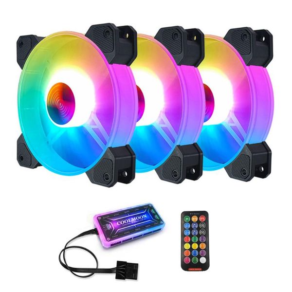 

fans & coolings 3pcs/set rgb cooling fan with controller kit computer pc case remote control 6pin 12cm colorful light