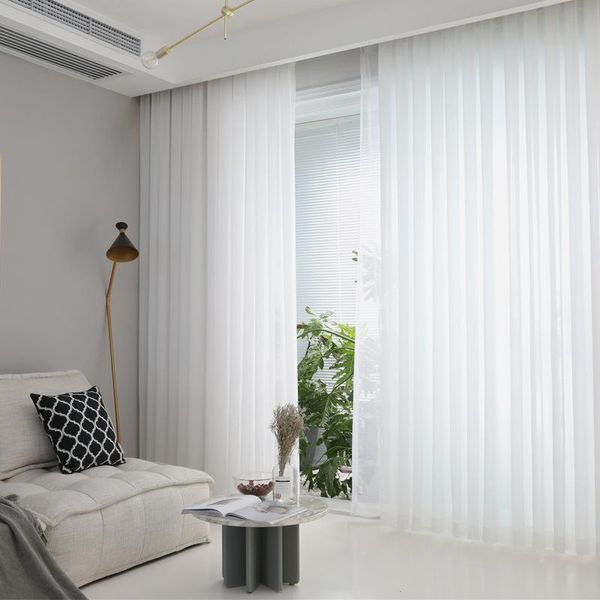 

solid color white chiffon sheer curtains for living room kitchen bedroom long divider yellow pink tulle voile curtain & drapes