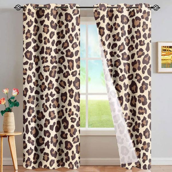 

leopard window curtain blackout blinds curtains drapes kids panels with grommets treatment and &