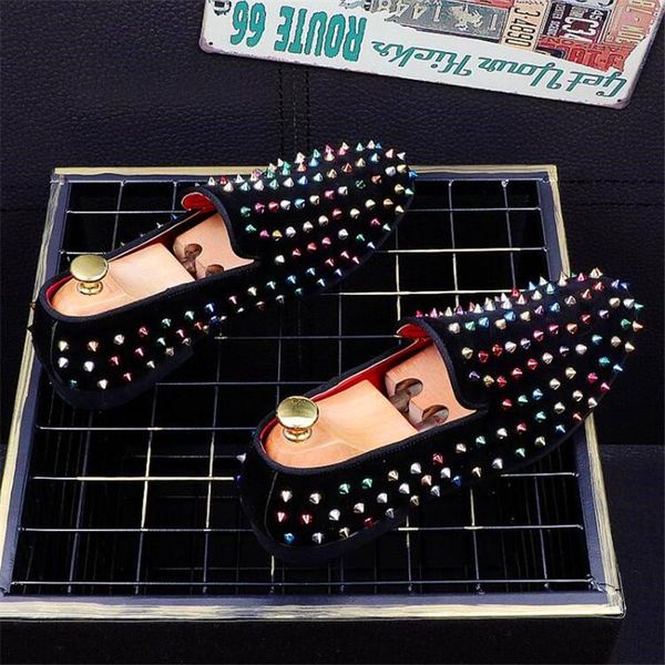 

dress shoes rivet fashion men's casual spring and autumn black wedding round toe thick bottom