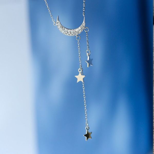

2021 fashion moon and stars 925 sterling silver necklaces for girl gift jewelry bulk christmas x5731