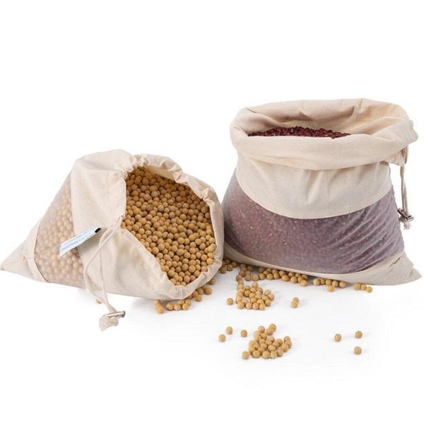 

cotton drawstring bag reusable shopping linen coin travel storage christmas gift pouch foldable canvas bags