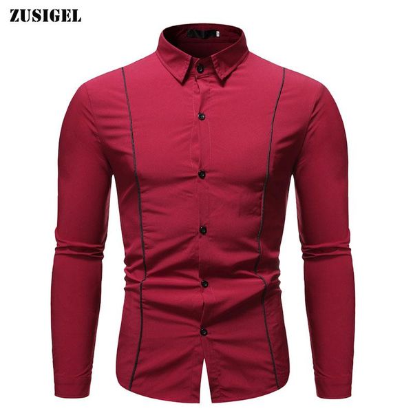 

men's casual shirts zusigel men shirt long sleeve autumn winter white single breasted mens slim fit blouse, White;black