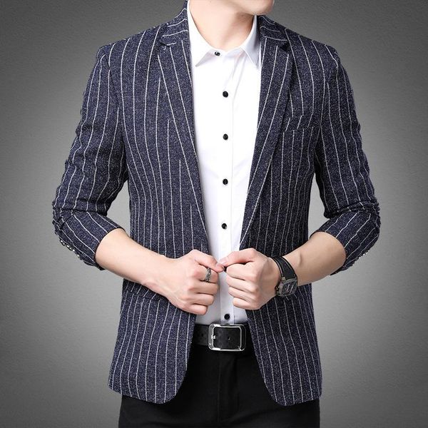 

men's suits & blazers men blazer slim fit 2021 spring autumn striped suit korean youth solid color jacket mens clothing, White;black