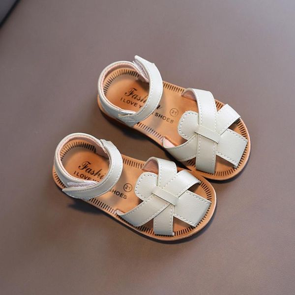 

sandals kids shoes for girls summer princess children leather baotou beach pu enfants school flat shoe sandale fille, Black;red