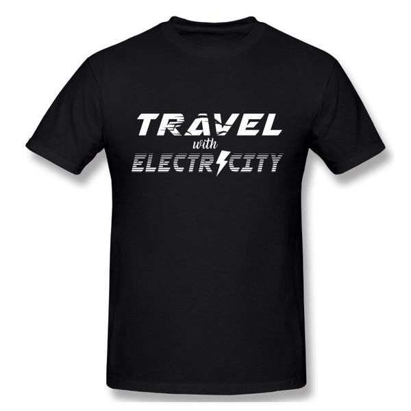 

men's t-shirts travel with electricity electric cars ecar gift tshirt man t shirt woman, White;black