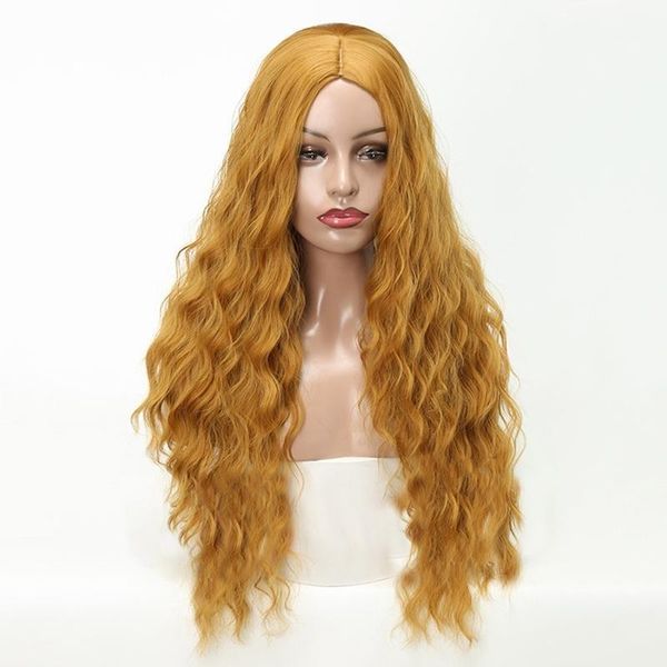 

hang long wave wig middle natural high temperature synthetic role-playing suitable for black / white women1