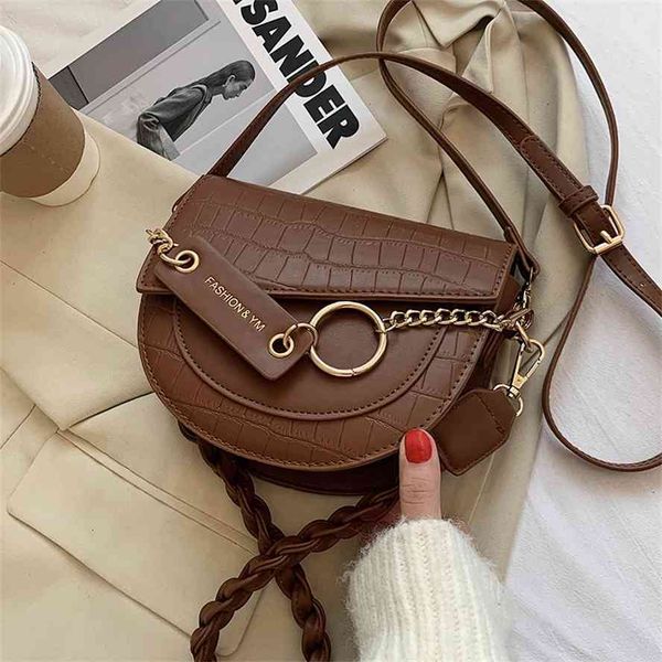 

french women's 2021 new fashion one shoulder saddle messenger bag