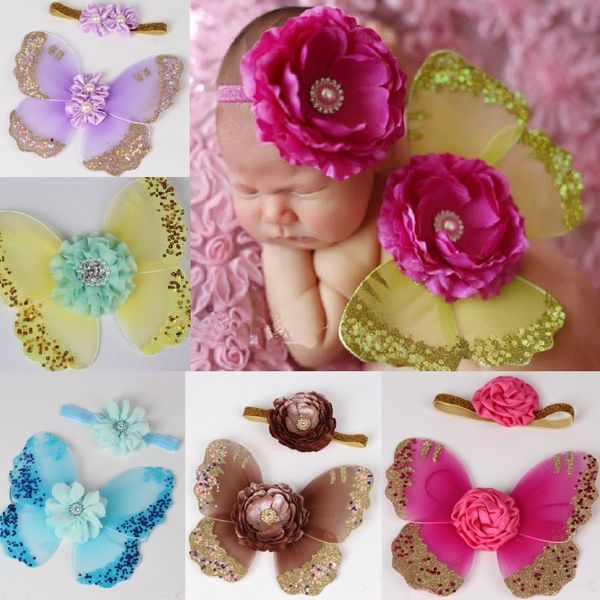 Подарок на день рождения Newborn Photography Ring Pearl Baby Girl Butterfly Costumes повязки Angel Wings Фото аксессуары Студийные инструменты 210413