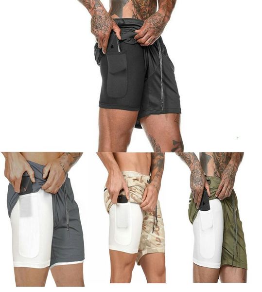 

gym clothing 2021 summer mens casual double-layer outdoor fitness breathable exercise quick-drying beach solid color plus size spo300q, White;black