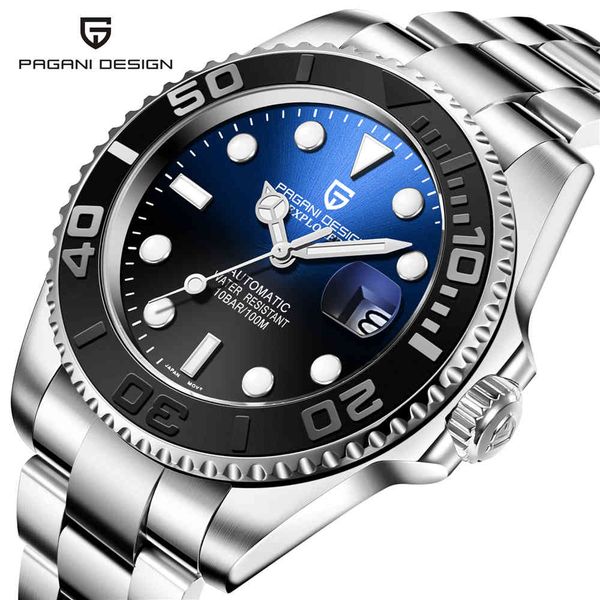 

watch pagani design automatic japan nh35a movement mechanical es sapphire glass 100m waterproof 40mm classic luxury, Slivery;brown